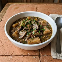 Vaca Atolada de Cogumelos, Raiz e Panela