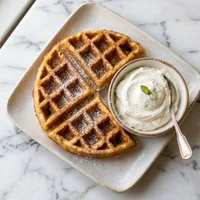 Waffle Quente com Chantili, Neve Instantânea