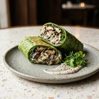 Wrap de Cogumelos com Creme de Trufa, Clorofila
