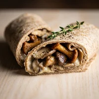 Wrap de Cogumelos Selvagens com Creme de Aipo, Botânica Alta Cozinha