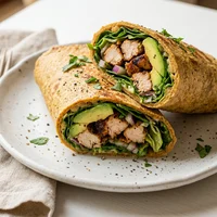 Wrap de Massa de Grão-de-Bico com Frango, Casa Quinoa