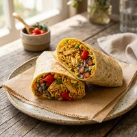 Wrap de Galinhada, Frango Caipira do Fogão de Lenha